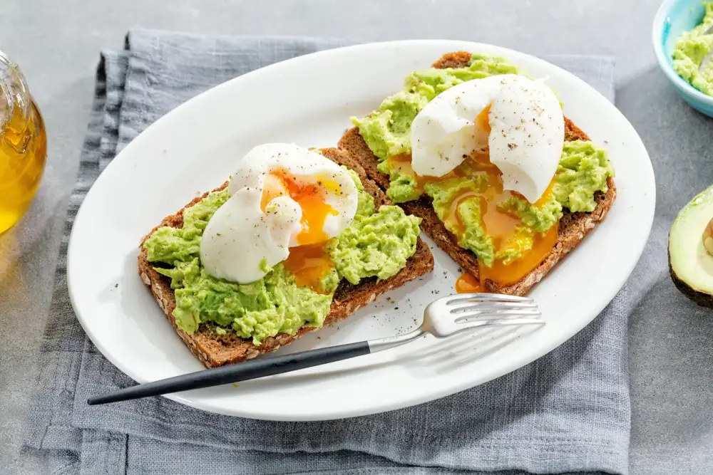 Avocado toast with poached eggs